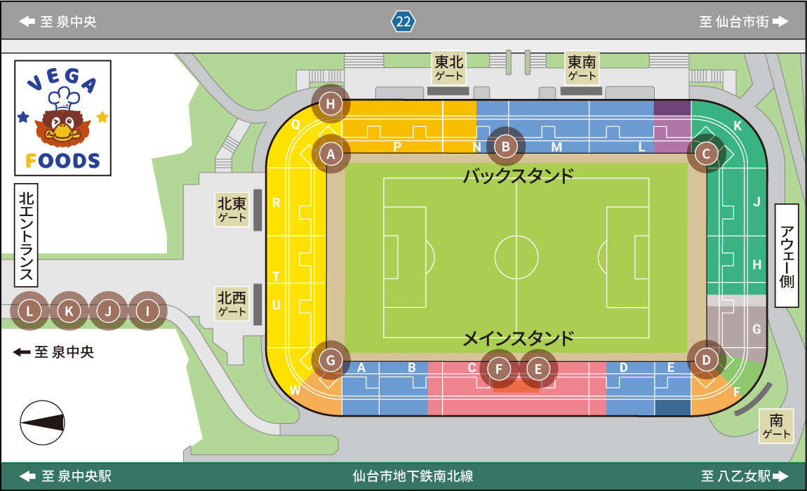 ユアテックスタジアム仙台 ベガフーズ売店マップ